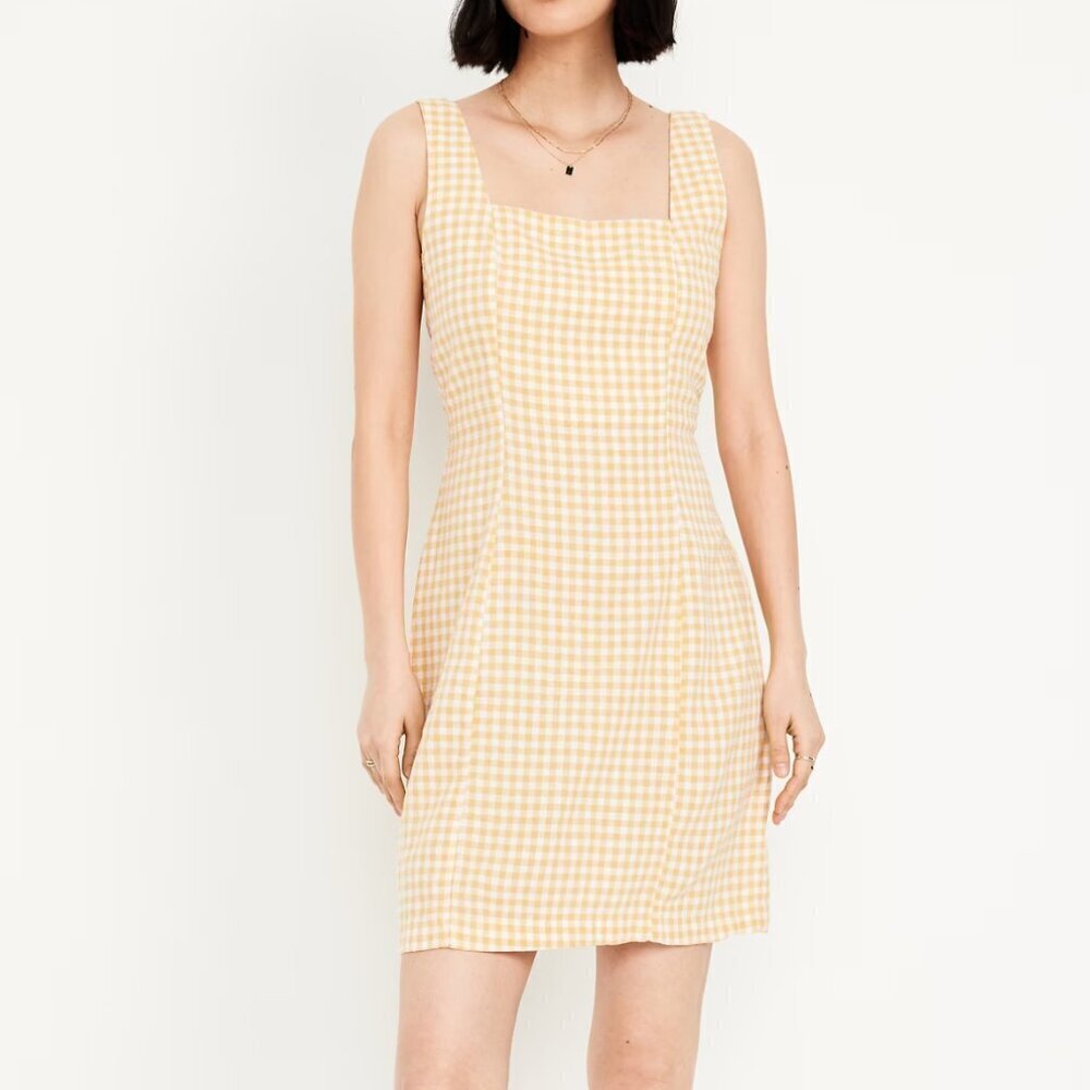Old Navy Square-Neck Linen-Blend Mini Dress Size Tall L